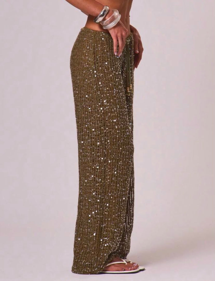 Sequin Wide-Leg Pants – Shiny Party Pants