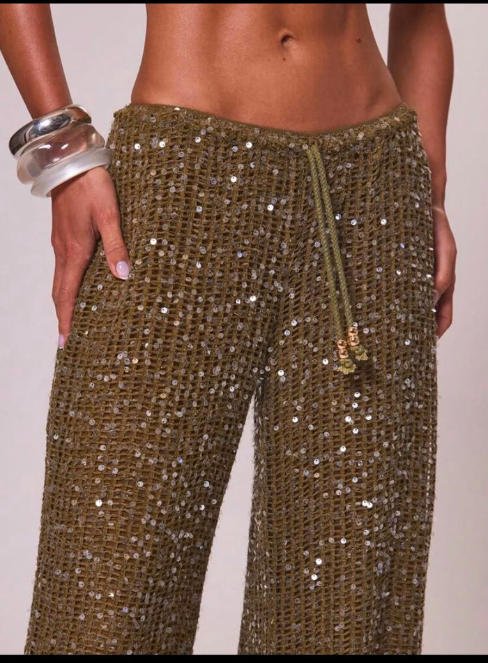 Sequin Wide-Leg Pants – Shiny Party Pants