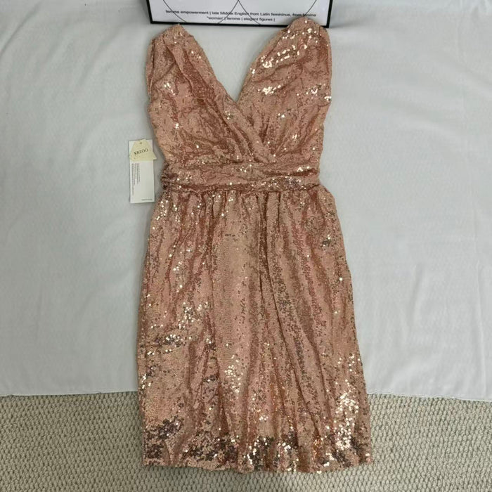 Sequined V-Neck Sleeveless Midi Dress