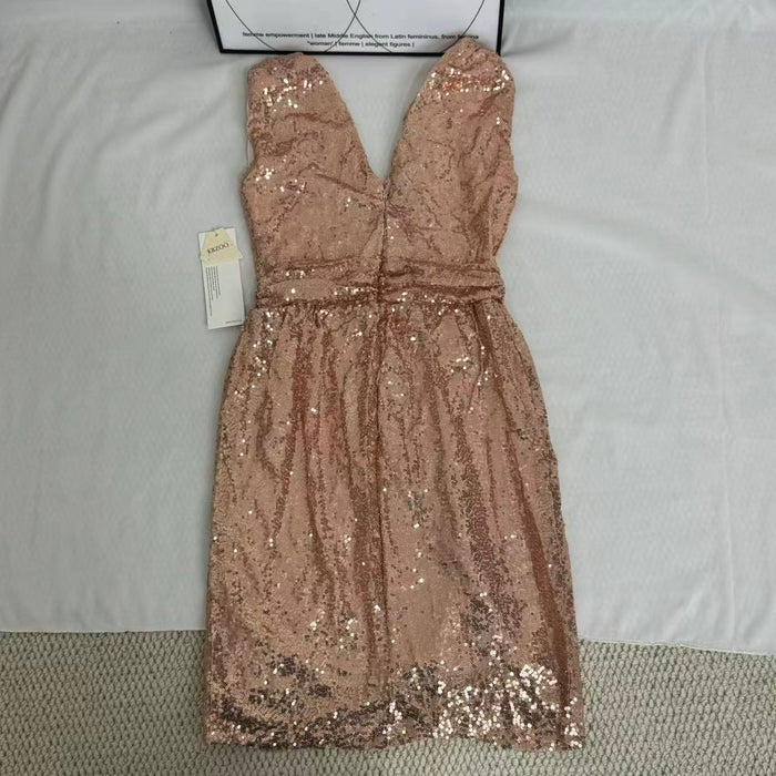 Sequined V-Neck Sleeveless Midi Dress