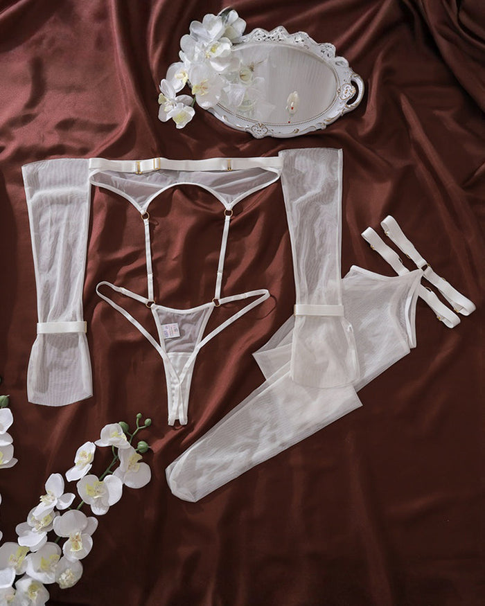 Sheer Body Set+Gloves+Stockings