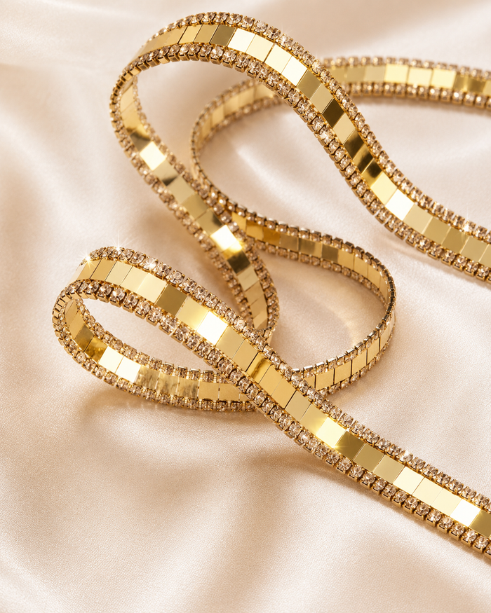 SHEIN Fast Delivery Gold Mirror Bracelet Set with Rhinestone Detail