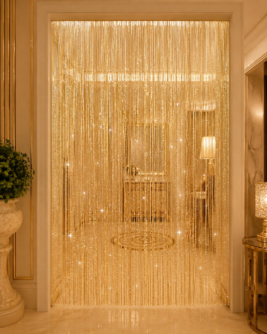 SHEIN Fast Delivery Gold Sparkling String Curtain