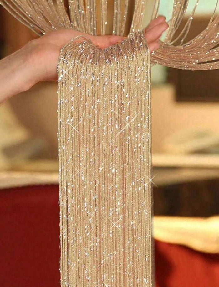 SHEIN Fast Delivery Gold Sparkling String Curtain