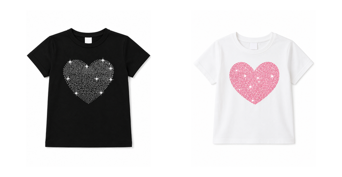 SHEIN Girls Heart Graphic Short Sleeve T-Shirt Set