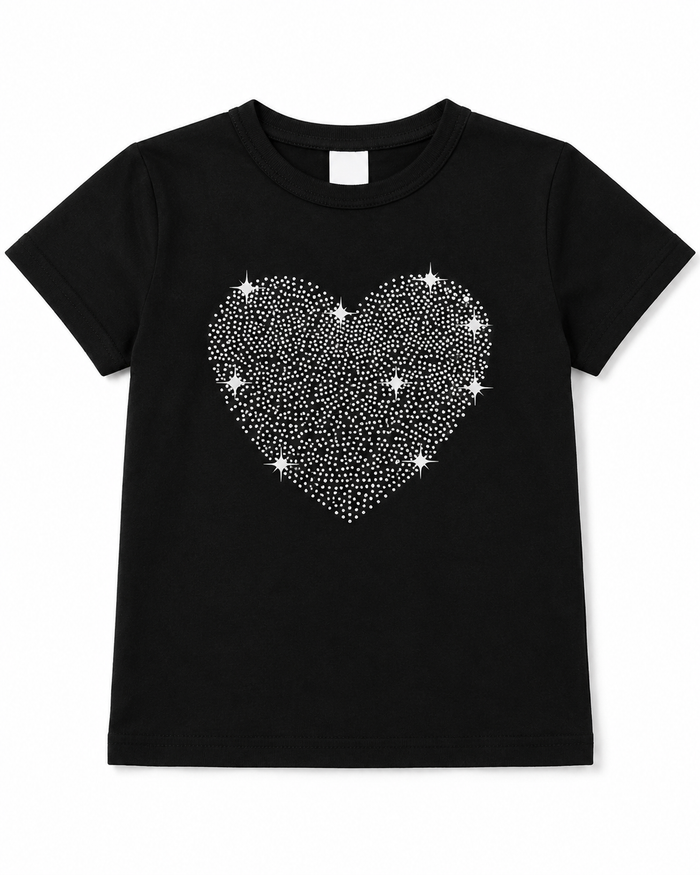 SHEIN Girls Heart Graphic Short Sleeve T-Shirt Set