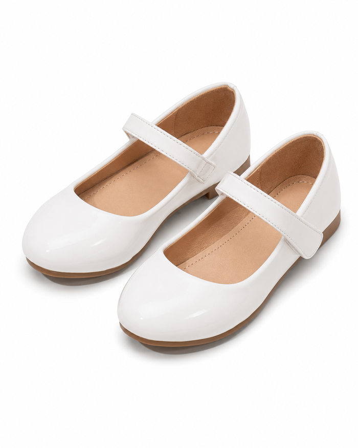 SHEIN Girls White Mary Jane Strap Flat Shoes