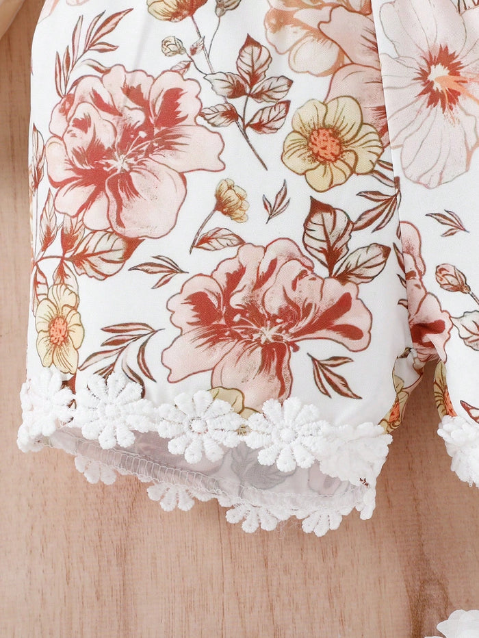 SHEIN Kids White Floral Romper Set - SHEIN Fast Delivery in 5 Days