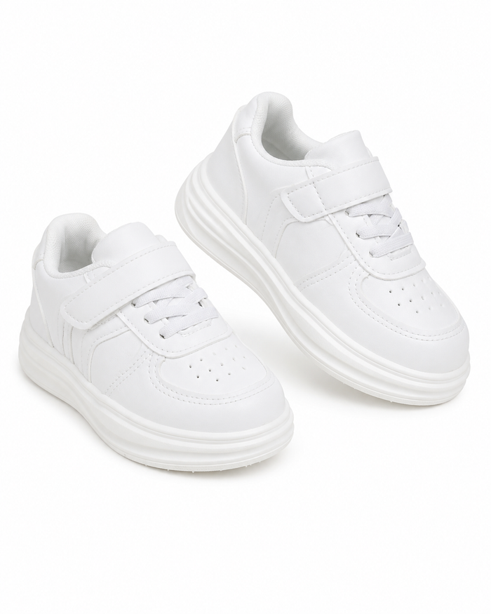 SHEIN Kids White Platform Hook-and-Loop Sneakers