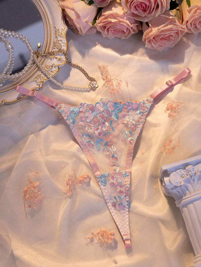 SHEIN Pink Floral Embroidered Lingerie Set - SHEIN Fast Delivery in 5 Days