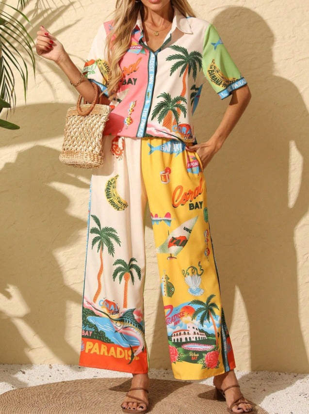 SHEIN Tropical Print Two-Piece Summer Set - SHEIN Fast Delivery in 5 Days