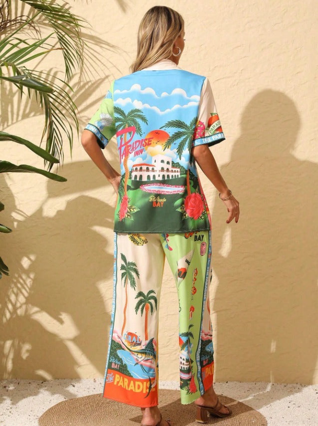 SHEIN Tropical Print Two-Piece Summer Set - SHEIN Fast Delivery in 5 Days