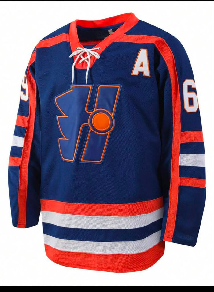 SHEIN Unisex Blue Orange Hockey Style Jersey Shirt