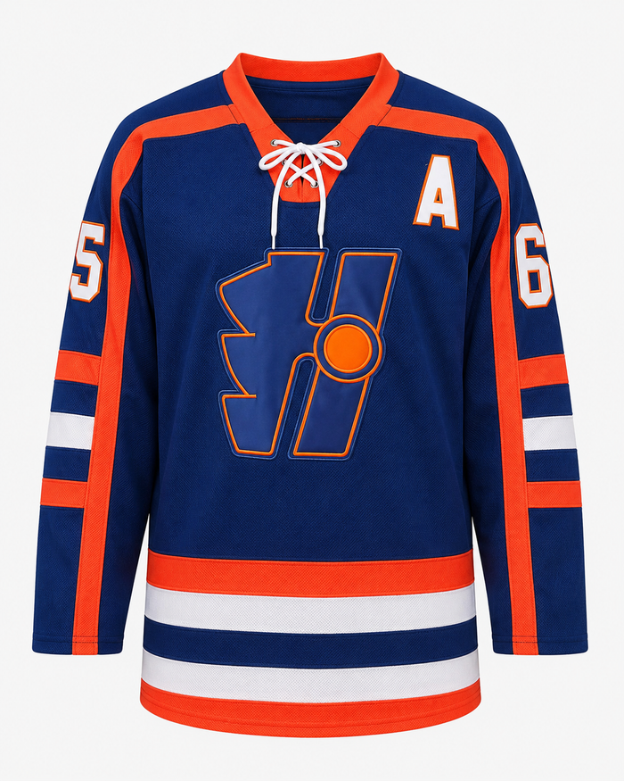 SHEIN Unisex Blue Orange Hockey Style Jersey Shirt
