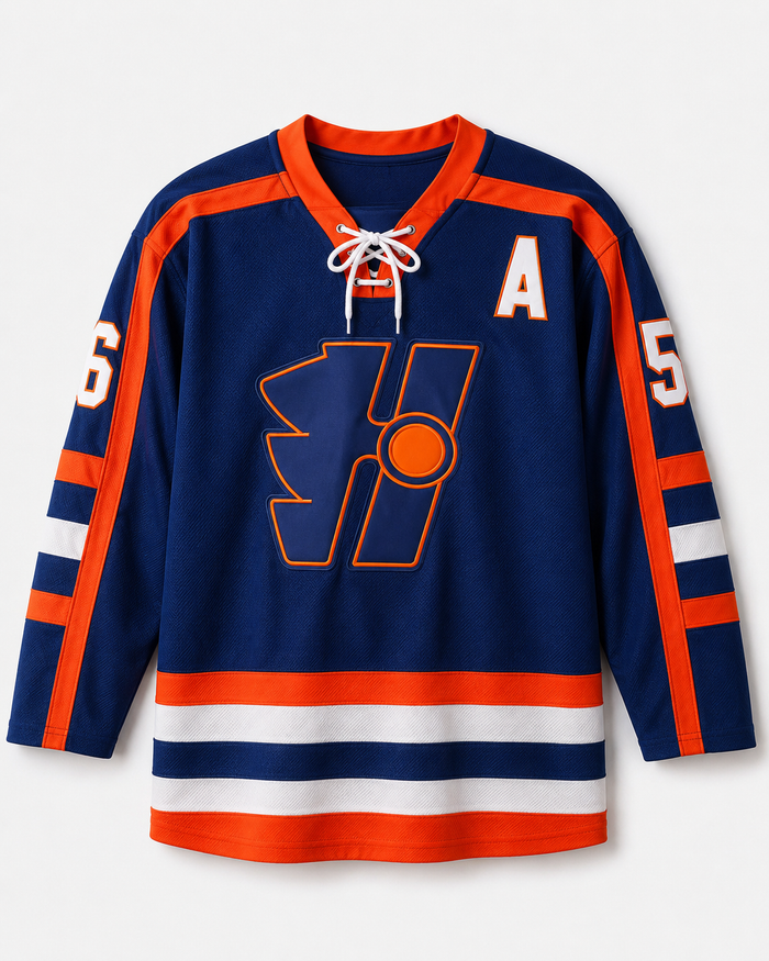SHEIN Unisex Blue Orange Hockey Style Jersey Shirt