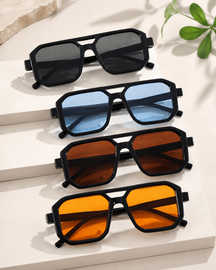 SHEIN Women Black Frame Oversized Square Sunglasses
