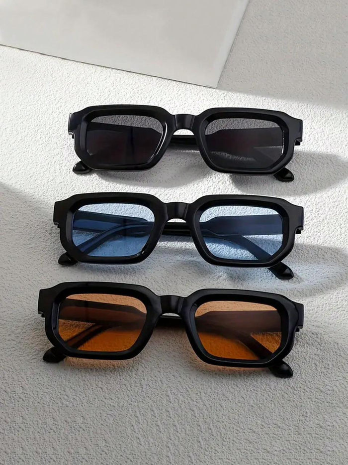SHEIN Women Black Frame Rectangle Tinted Sunglasses