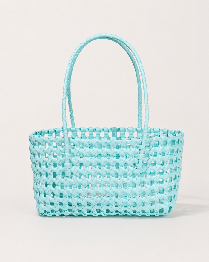 SHEIN Women Cadet Blue Woven Tote Bag
