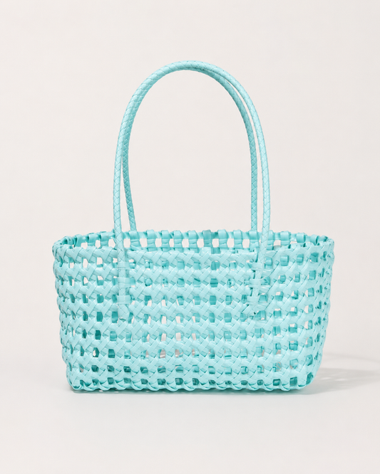 SHEIN Women Cadet Blue Woven Tote Bag
