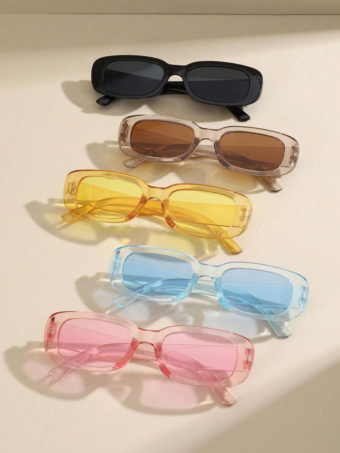 SHEIN Women Slim Rectangle Transparent Sunglasses