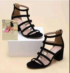 SHEIN Women’s Black Gladiator Block Heel Sandals – Strappy Open Toe Shoes, SHEIN Fast Delivery in 5 Days