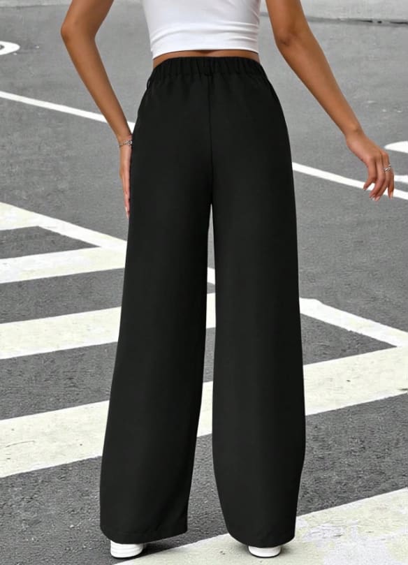 SHEIN Women’s Black High Waist Wide Leg Pants – Tailored Loose Fit Trousers, SHEIN Fast Delivery in 5 Days