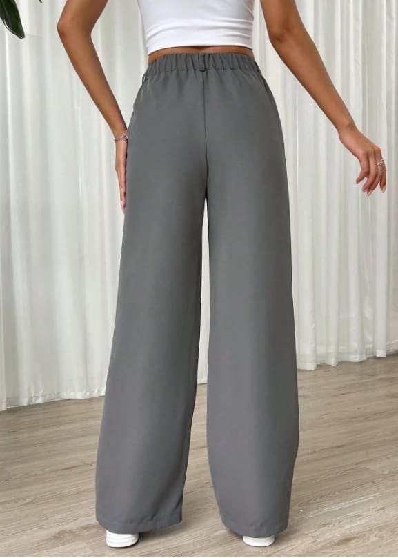 SHEIN Women’s Grey High Waist Wide Leg Pants – Tailored Loose Fit Trousers, SHEIN Fast Delivery in 5 Days