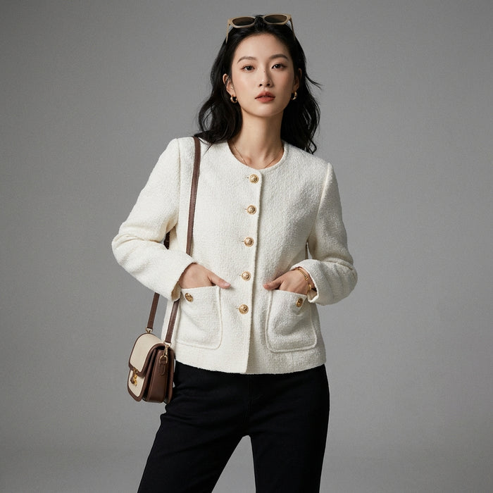 Veste courte élégante avec boutons dorés - Koreanxwear - Taille S