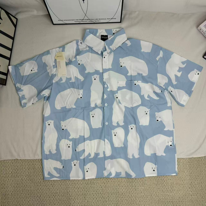 Short-Sleeved Shirt With All-Over Cartoon Print