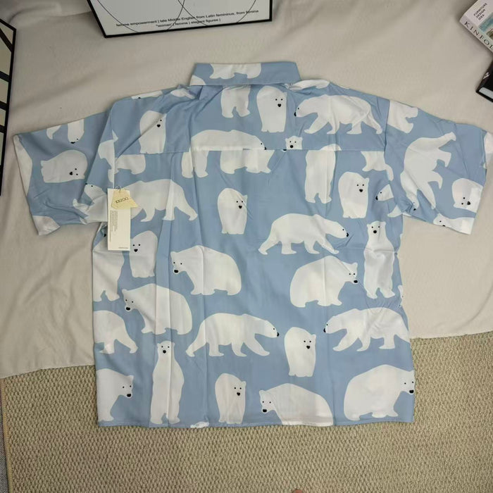 Short-Sleeved Shirt With All-Over Cartoon Print