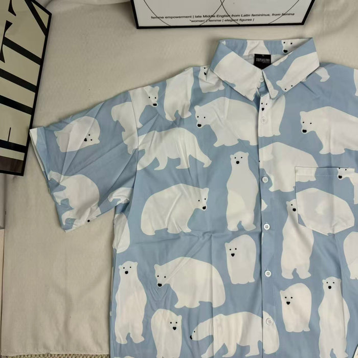 Short-Sleeved Shirt With All-Over Cartoon Print