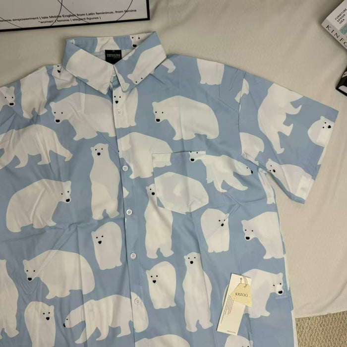 Short-Sleeved Shirt With All-Over Cartoon Print