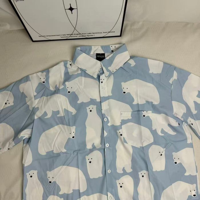 Short-Sleeved Shirt With All-Over Cartoon Print
