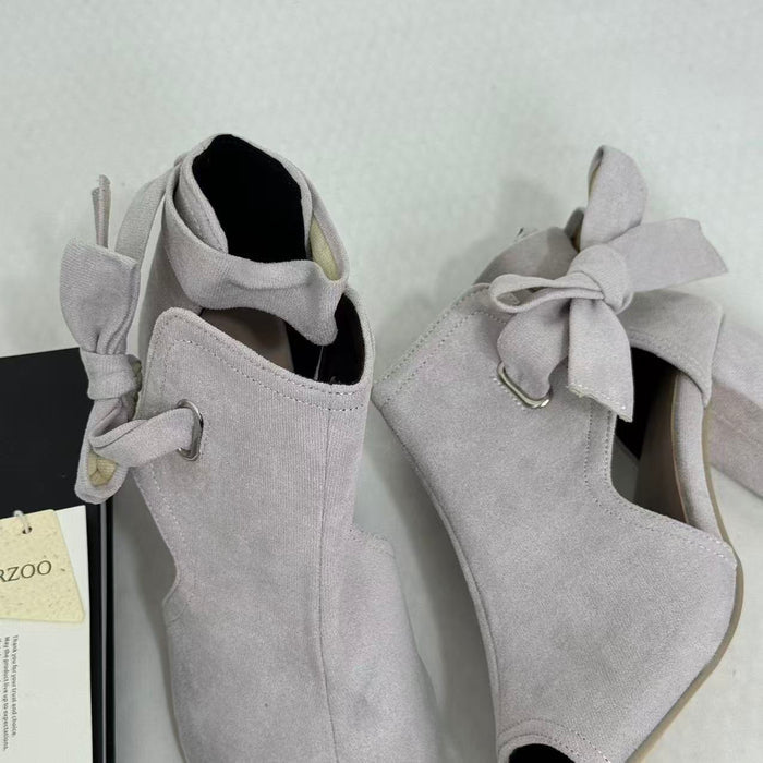 Side-Cutout Lace-Up Block-Heel Sandals