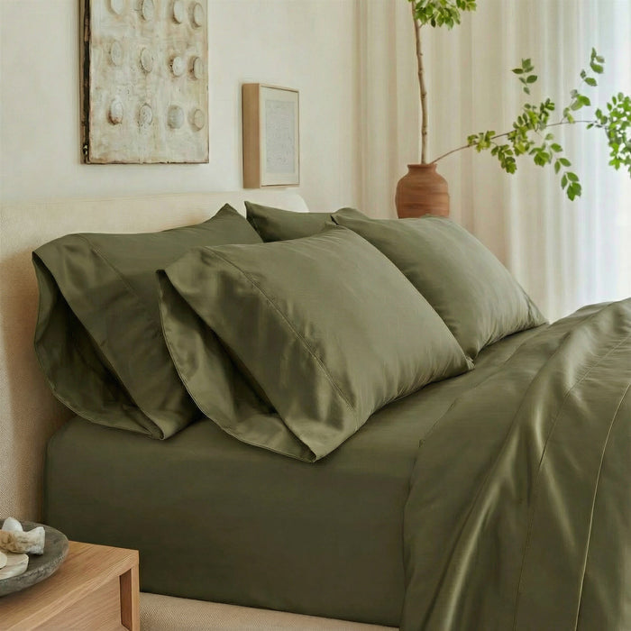ettitude Standard / Moss Green Signature Sateen Pillowcase Set - 12 Color Options