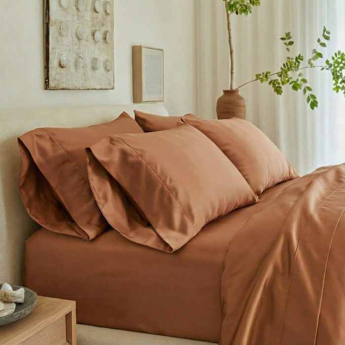 ettitude Standard / Almond Brown Signature Sateen Pillowcase Set - 12 Color Options