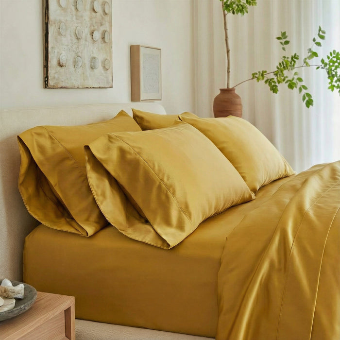 ettitude Standard / Saffron Yellow Signature Sateen Pillowcase Set - 12 Color Options