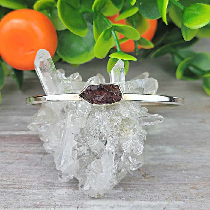 Single Gemstone sterling silver Bangle Bracelet-Assorted