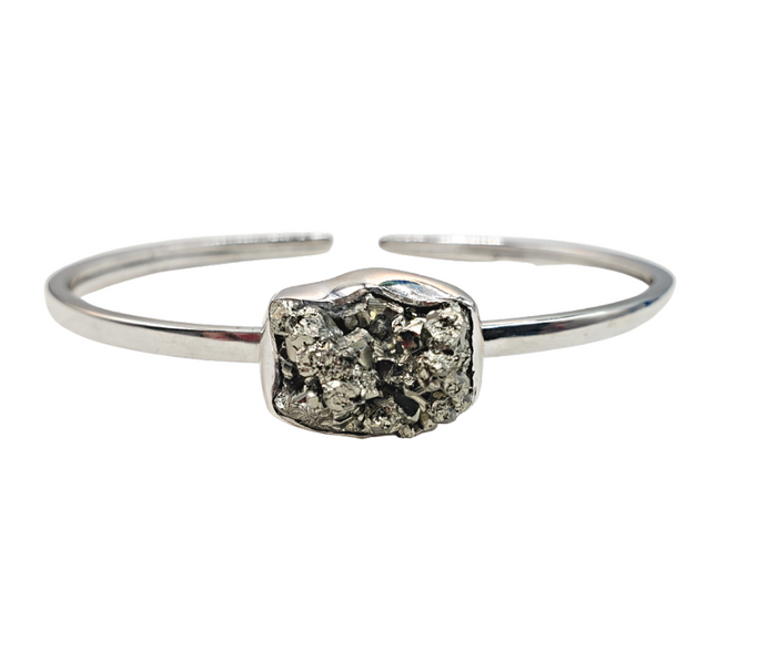 Single Gemstone sterling silver Bangle Bracelet-Assorted