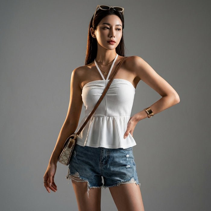 Top sans manches col rond slim fit femme - K-fashion estivale - Taille One Size