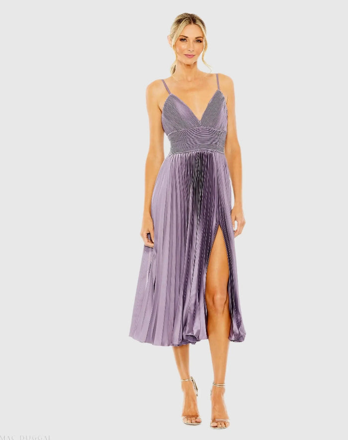 Slim Strap Ruched Top Heat Pleated Dress - Mac Duggal