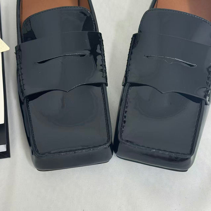 Slip-On Square-Toed Leather Shoes