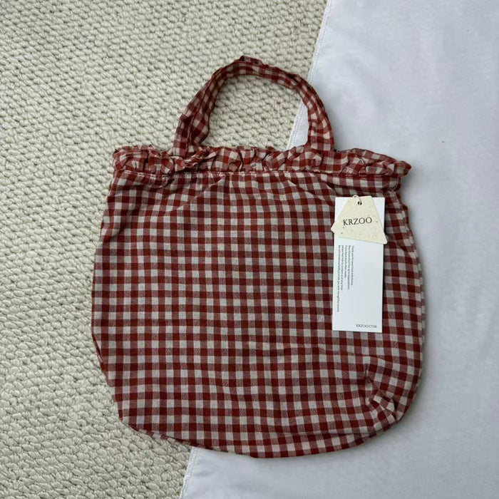 Small Red Handbag With A Checkered Pattern