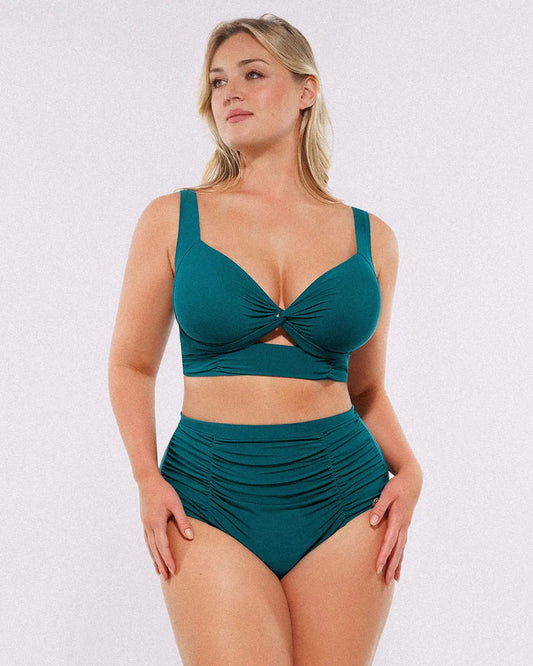 Smart Sculptâ„?Twist-Front Bikini Top & High-Waisted Bottom Set