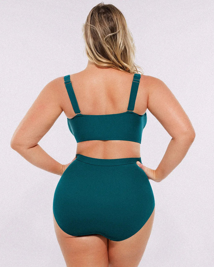 Smart Sculptâ„?Twist-Front Bikini Top & High-Waisted Bottom Set