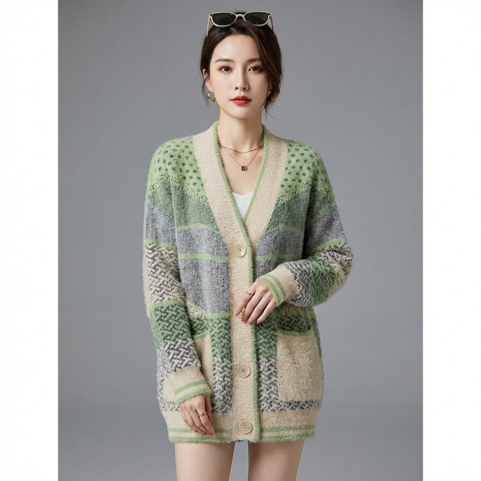 Cardigan en maille douce col V, coupe ample - K-fashion femme - Taille One Size