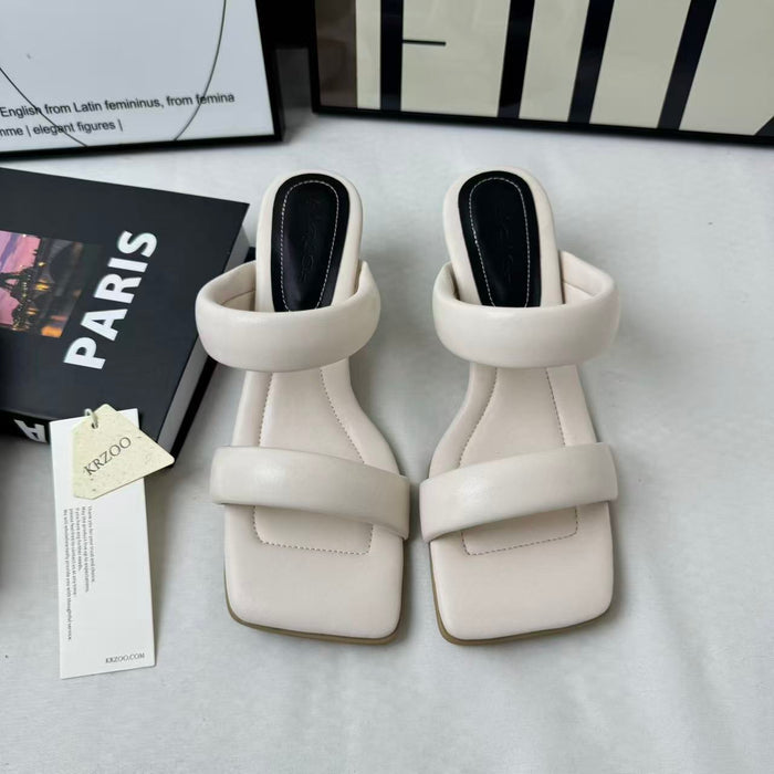 Soft leather slip-resistant slippers