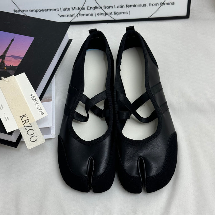 Split-toe crossover flat shoes
