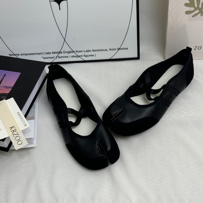 Split-toe crossover flat shoes