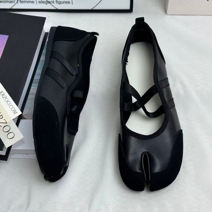 Split-toe crossover flat shoes